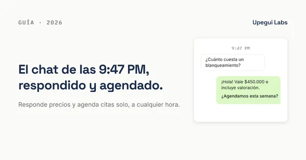 Chat de WhatsApp donde un asistente responde el precio y agenda una cita en una clínica — Upegui Labs